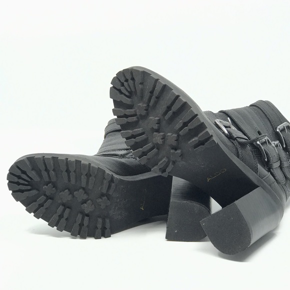 ALDO BLACK LEATHER MULTI BUCKLE BOOT - Picture 7 of 7